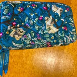 Vera Bradley hanging around sloth pattern wristlet wallet